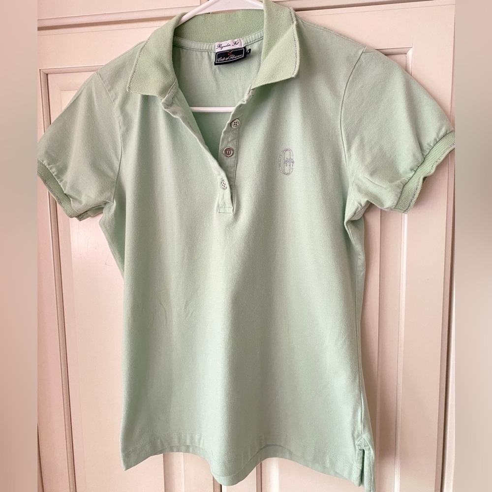 Conte of Florence Polo Shirt rhinestone logo green women's Size S